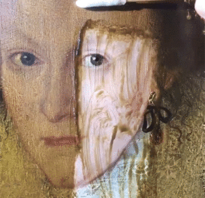Portrait aus dem 17. Jahrhundert und 200 Jahre alter Lack