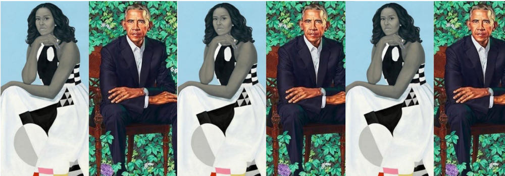 Präsidentenportrait Barack Obama Michelle Obama